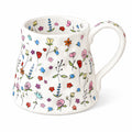 Keramiktasse 450 ml Weiß mit buntem Blumenmuster - große Kaffeetasse mit Henkel