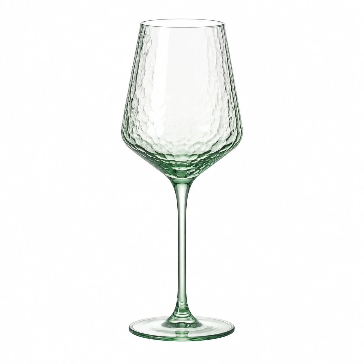 Weinglas 450 ml aus grünem strukturiertem Glas mit Stiel