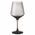 Weinglas 450 ml Rauchgraues Glas geripptes Stielglas