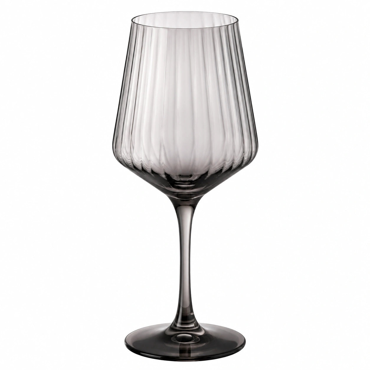 Weinglas 450 ml Rauchgraues Glas geripptes Stielglas