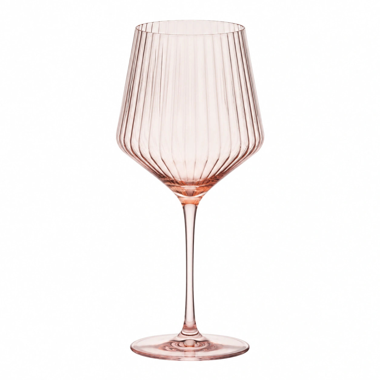 Weinglas 500 ml Höhe 25 cm Rosa Glas gerippt für Wein