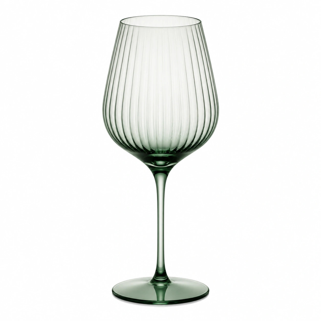 Weinglas 550 ml Grün Glas Geriffelt Stielglas