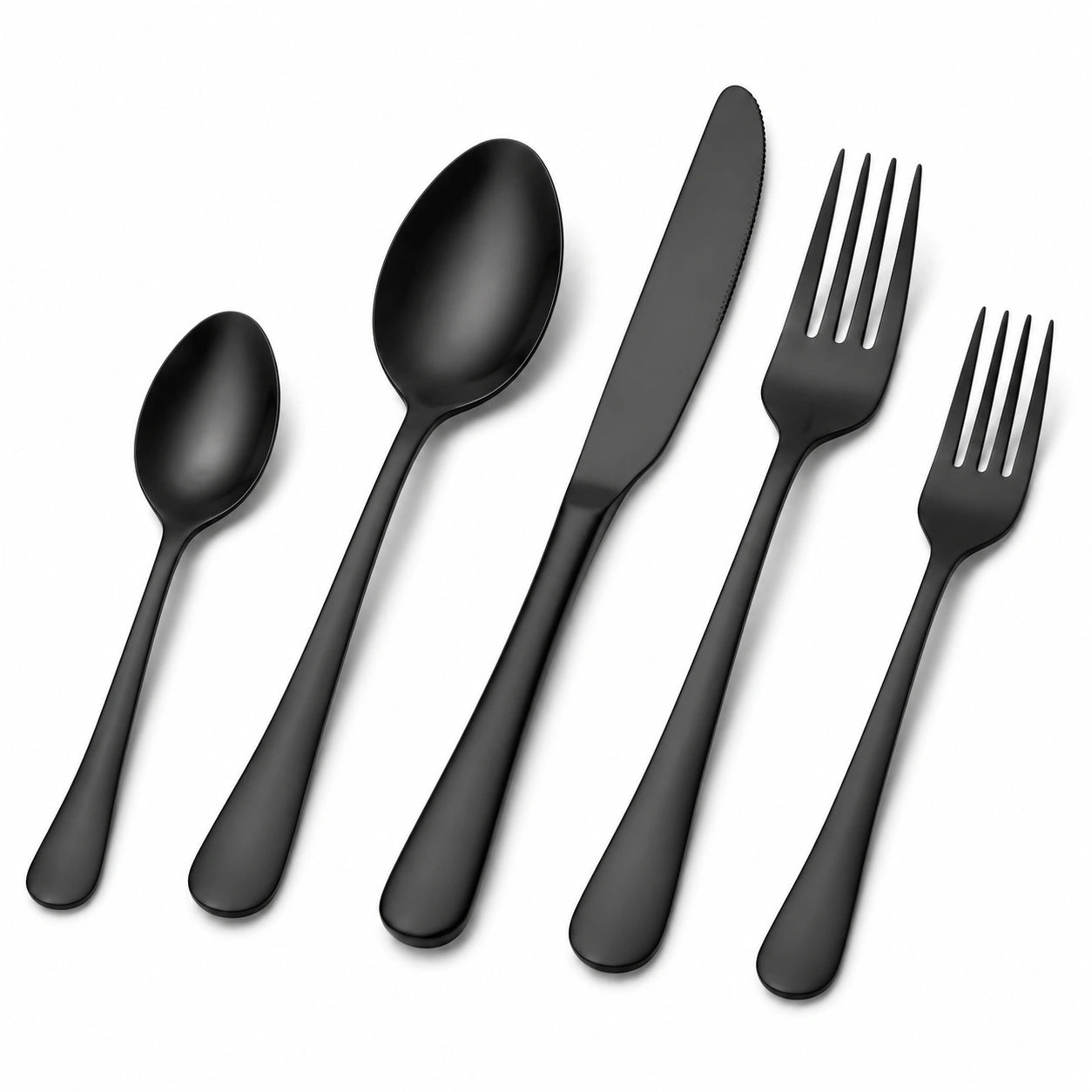 5-teiliges Besteckset Schwarz Edelstahl mit matter Oberfläche für den Esstisch