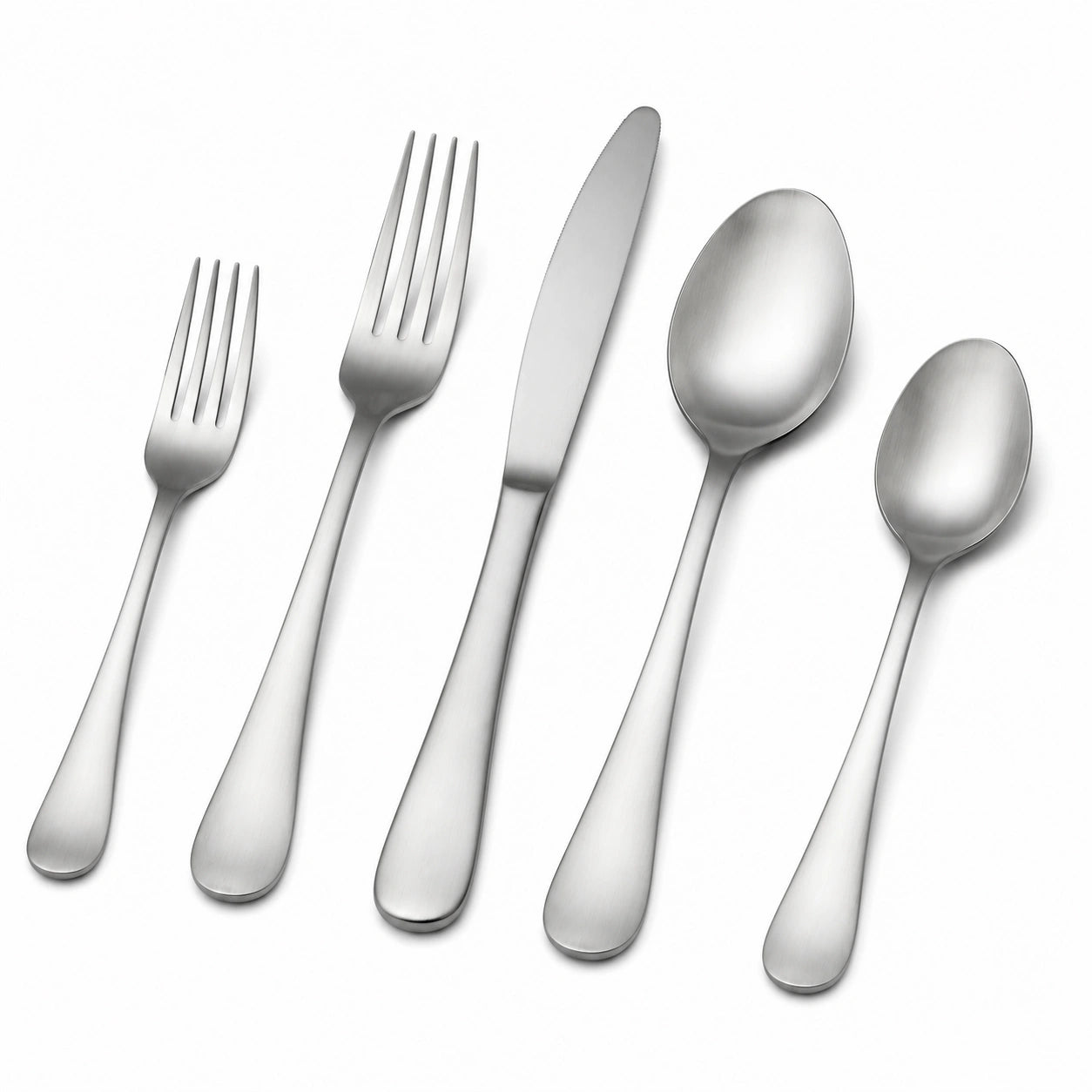 Besteckset 5-teilig aus Edelstahl Silber matt für den Esstisch