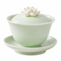 Gaiwan Teetasse 180 ml aus Keramik Hellgrün mit Lotusdeckel