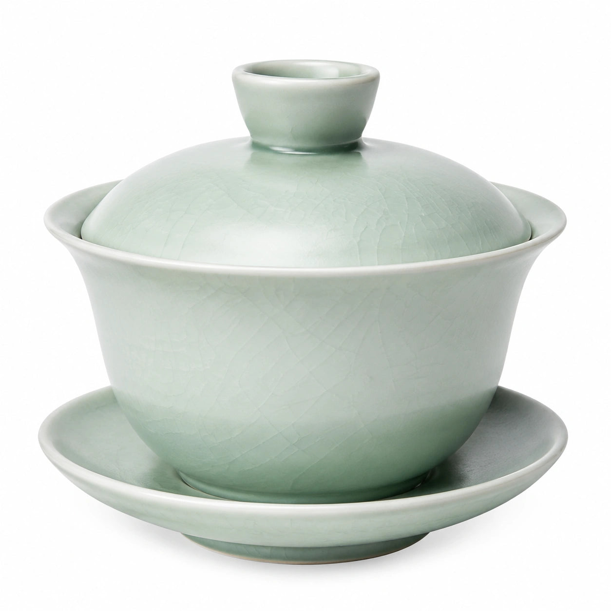 Gaiwan Teetasse 150 ml Keramik Hellgrün mit Deckel für Teezubereitung