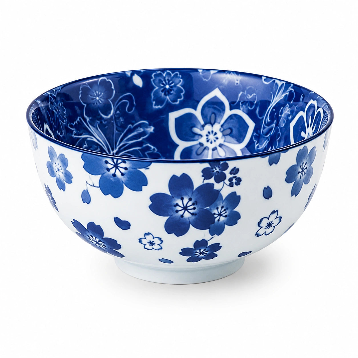 Schüssel 18 cm Porzellan Blau Weiß mit Blumenmuster für Speisen