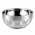 Edelstahlschüssel 18 cm silberfarben für Servieren mit gehämmerter Oberfläche