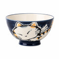 Keramikschale 15 cm Blau Creme mit Katzenmotiv für Reis und Snacks