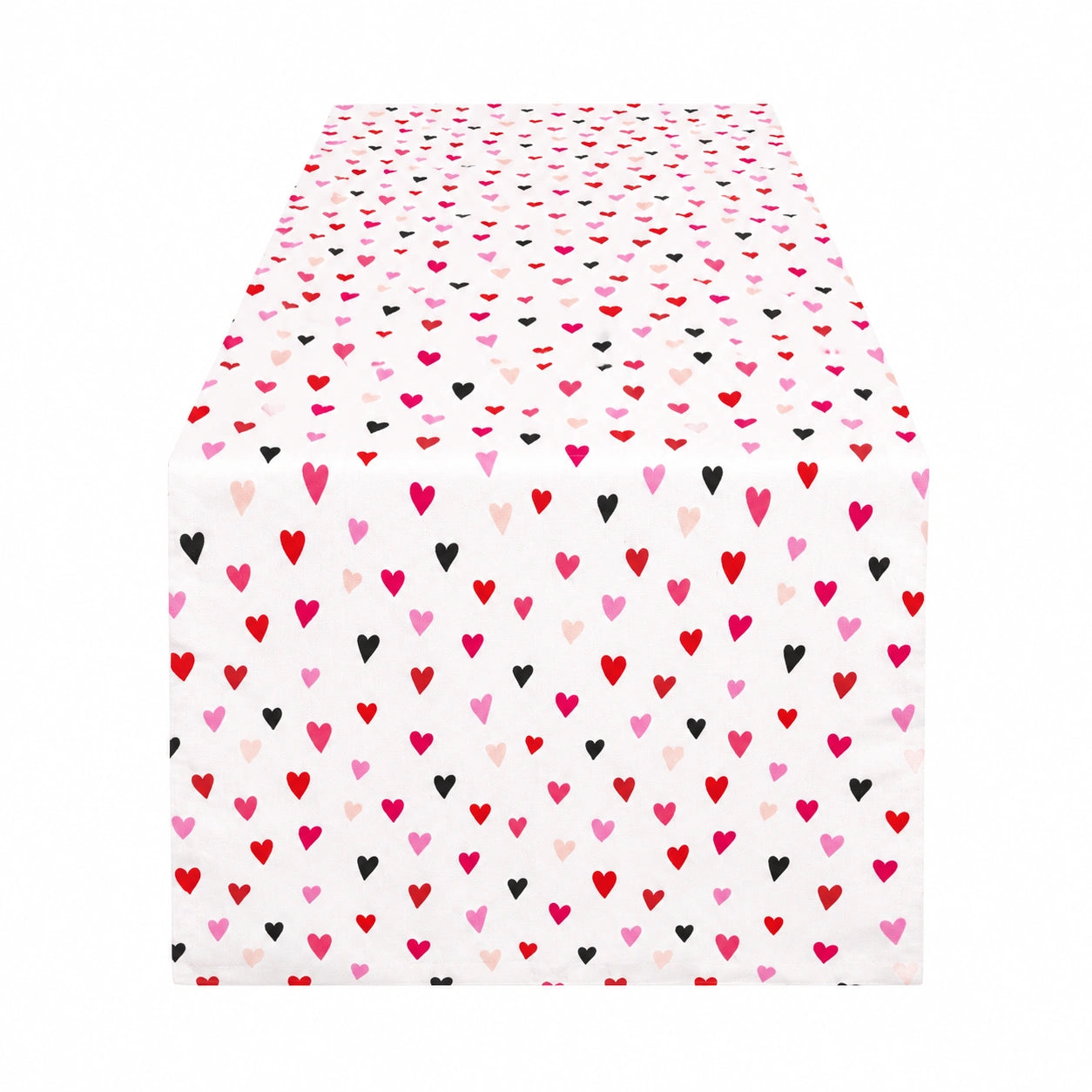 Tischläufer 40 x 180 cm aus Polyester Weiß mit Herzmuster