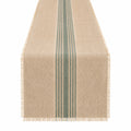 Tischläufer 180 x 40 cm Textil Beige Grün gestreift mit Fransen